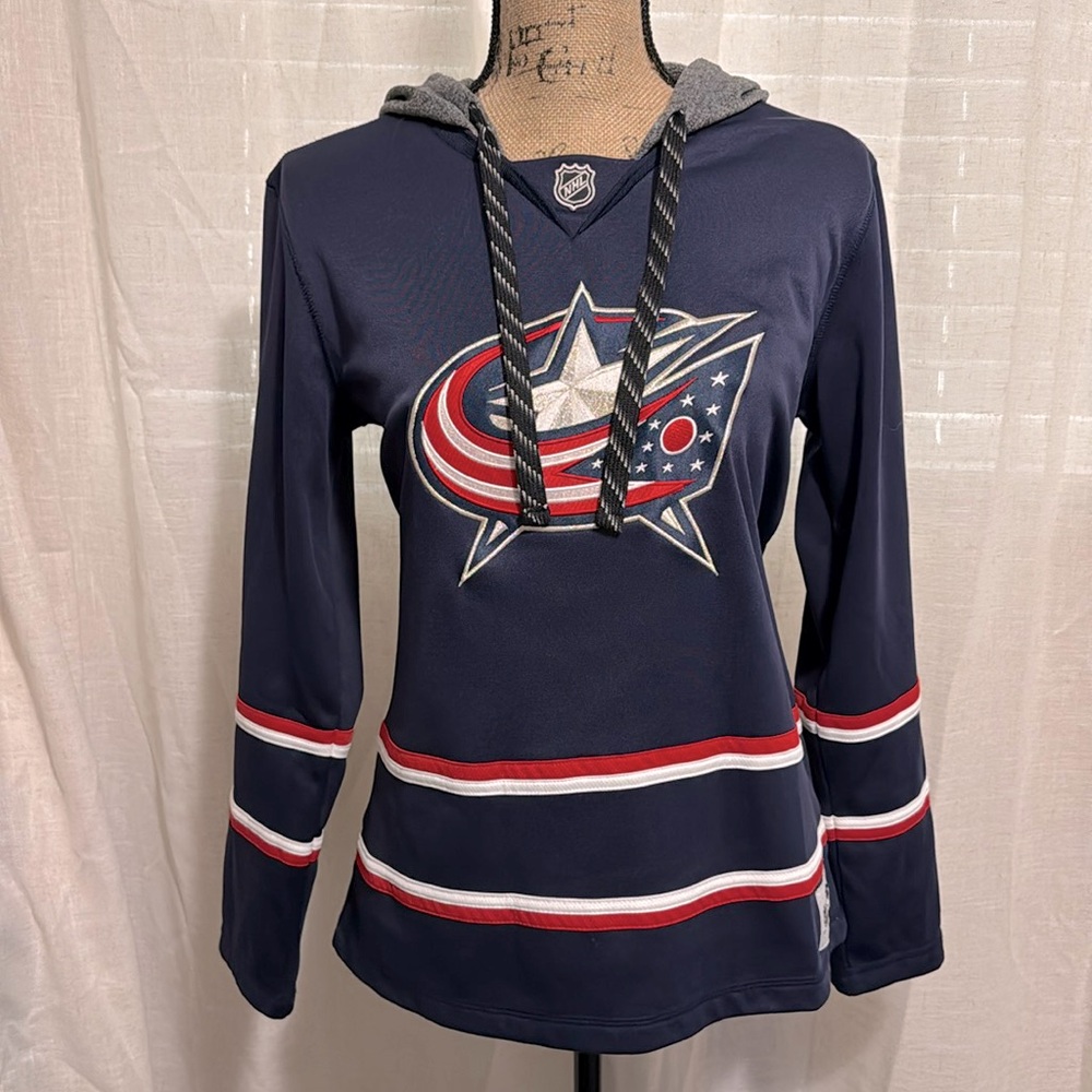 NHL Columbus Blue Jackets Authentic Reebok embroidered pullover jersey hoodie